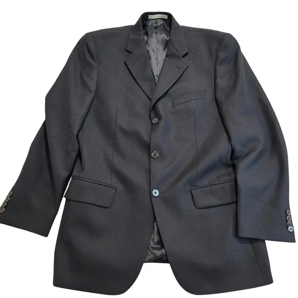 Joseph Abboud 100% Wool Black 3-button Blazer Sports Coat Made in USA Sz 38R